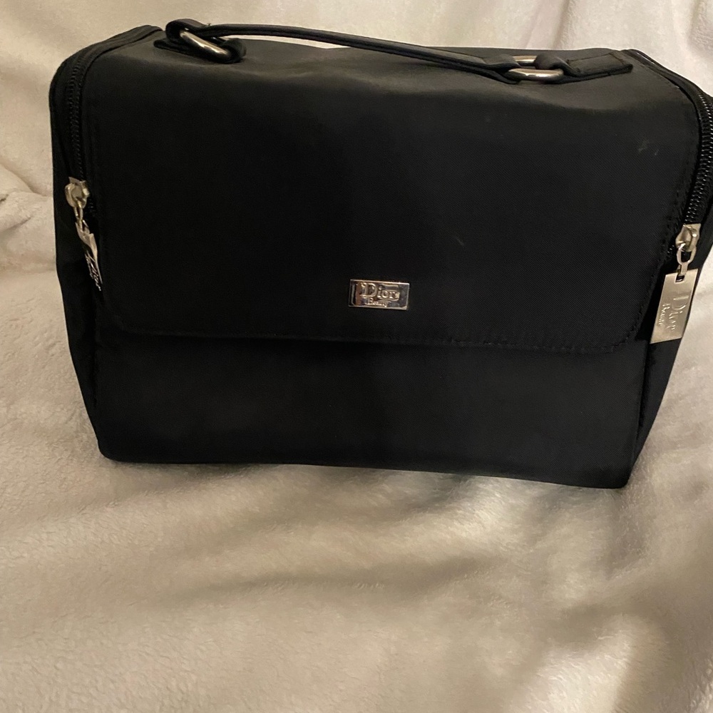 Dior Black Beauty Pouch with Silver Zipper